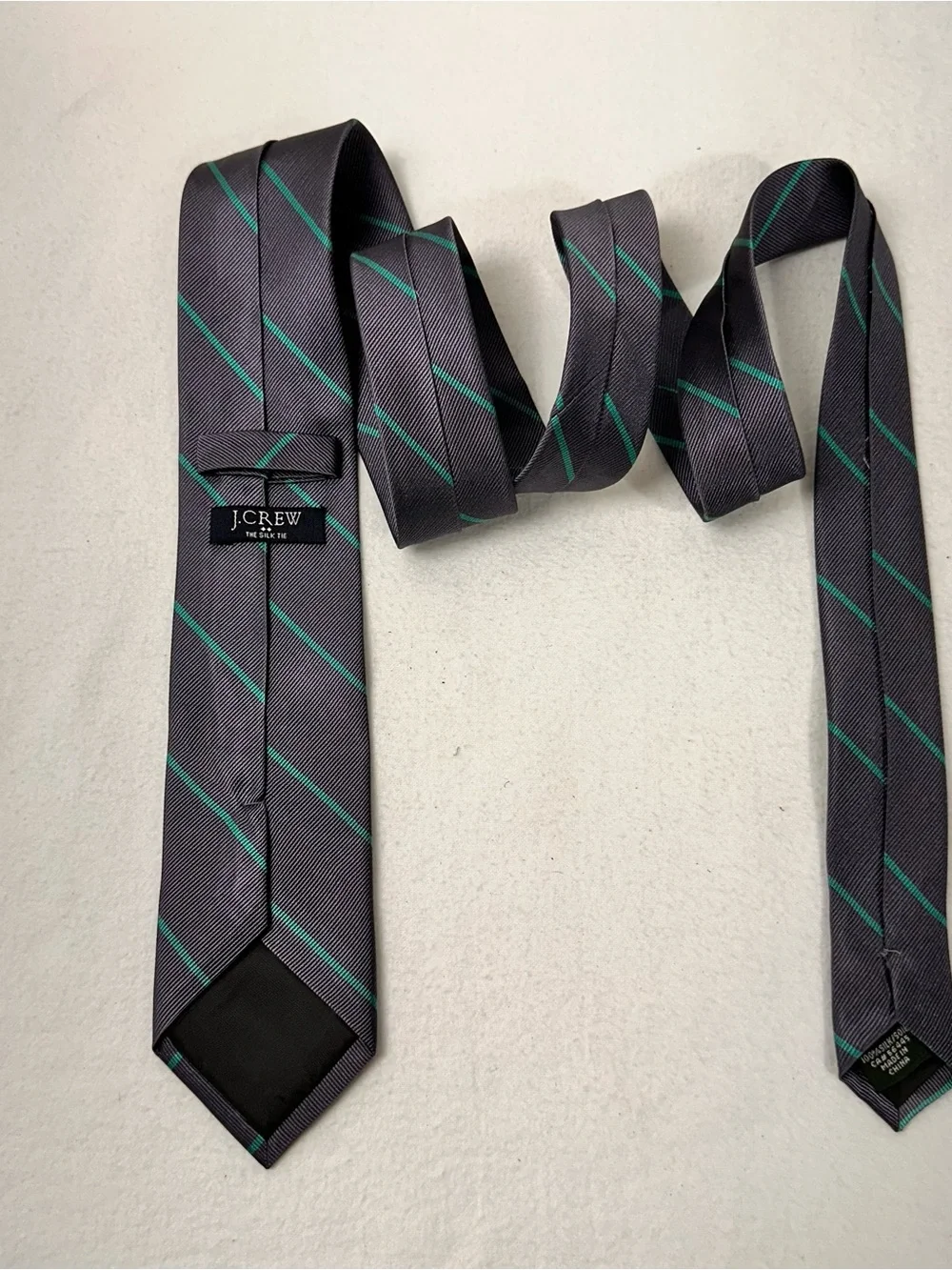 Classic Men's Navy Tie with Teal Stripe j crew